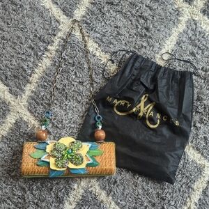 Mary Frances Spring Hawaii Flowers Clutch Blue And Green Crossbody